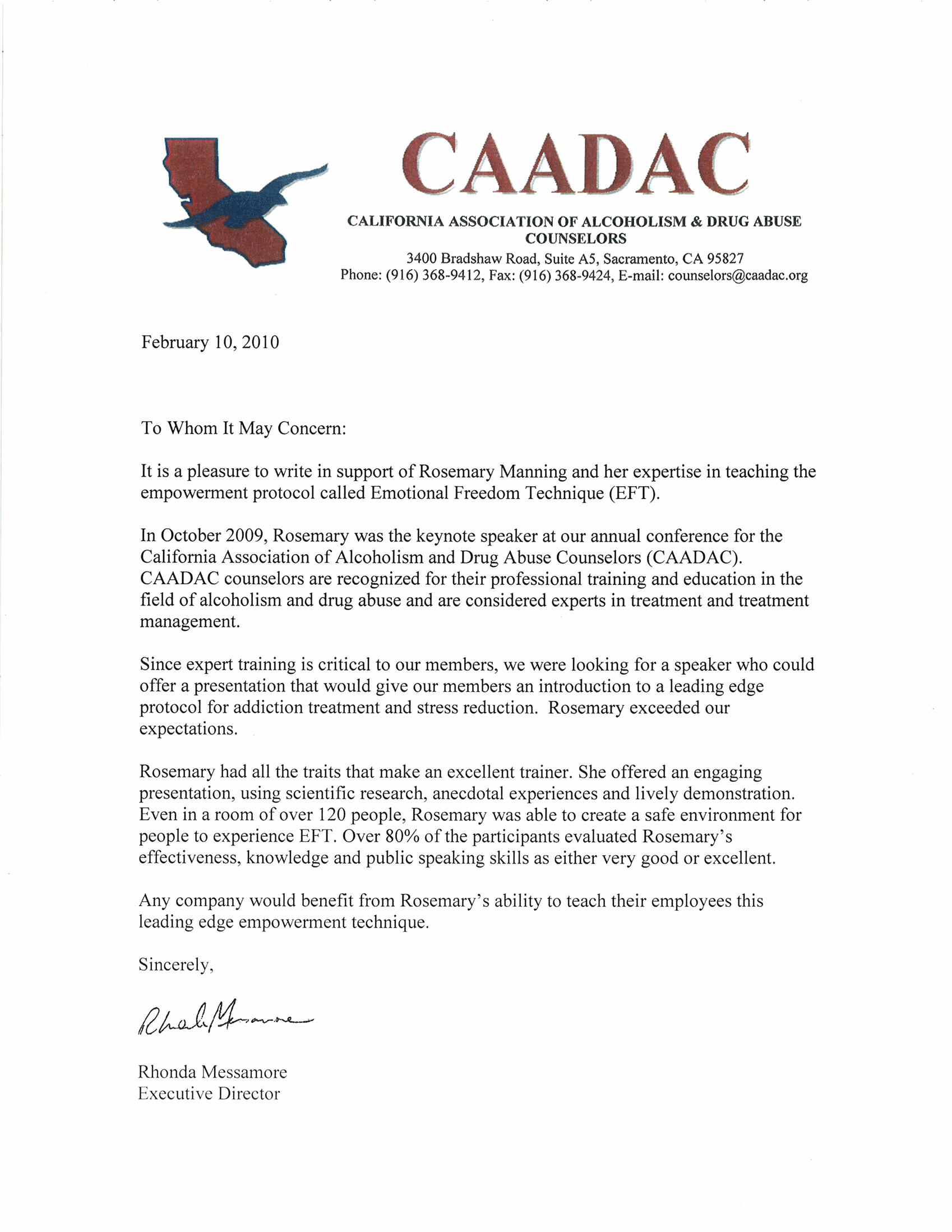 CAADAC letter